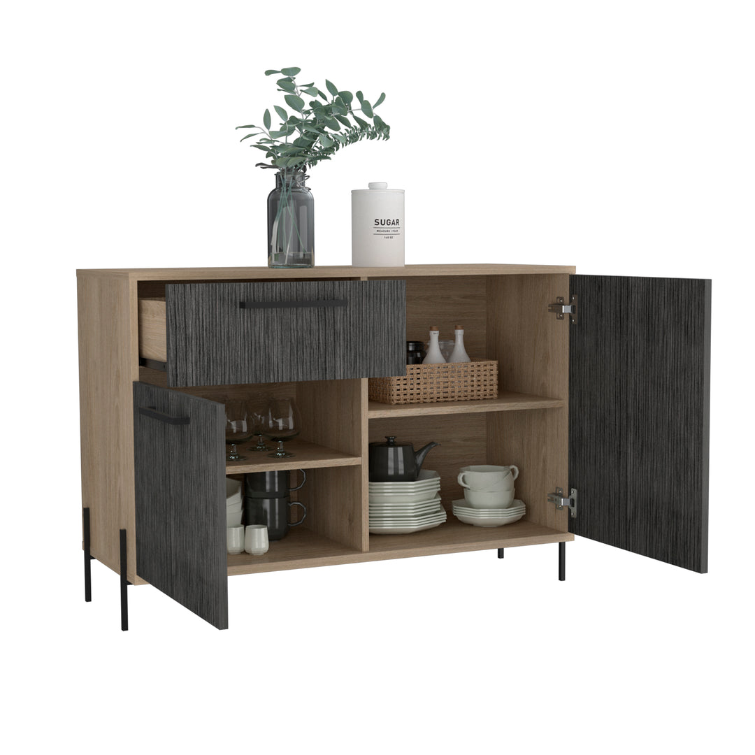 Harvard Small Sideboard With 2 Doors & 1 Drawer  Washed Oak Carbon Grey Oak (DHD) Image 3