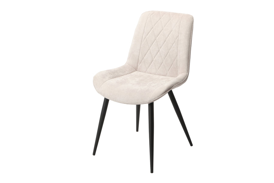 Aspen Diamond Stitch Natural Fabric Dining Chair, Black Tapered Legs (Pair) Natural Black (DHD) Image 1