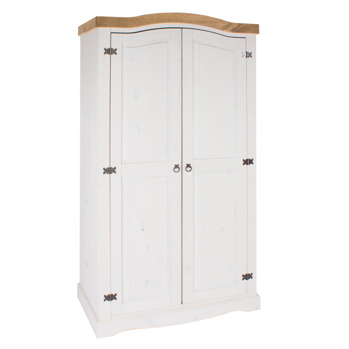 Corona White 2 Door Wardrobe  White Wax Antique Waxed Pine (DHD) Image 3