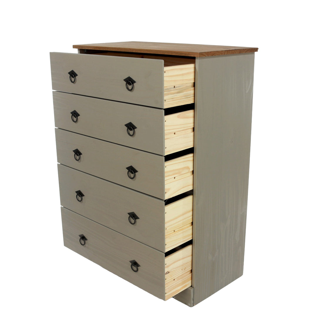 Corona Classic 5 Drawer Chest Of Drawers Grey Antique (Self Assembly) (DHD)