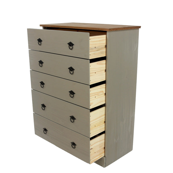Corona Classic 5 Drawer Chest Of Drawers Grey Antique (Self Assembly) (DHD)