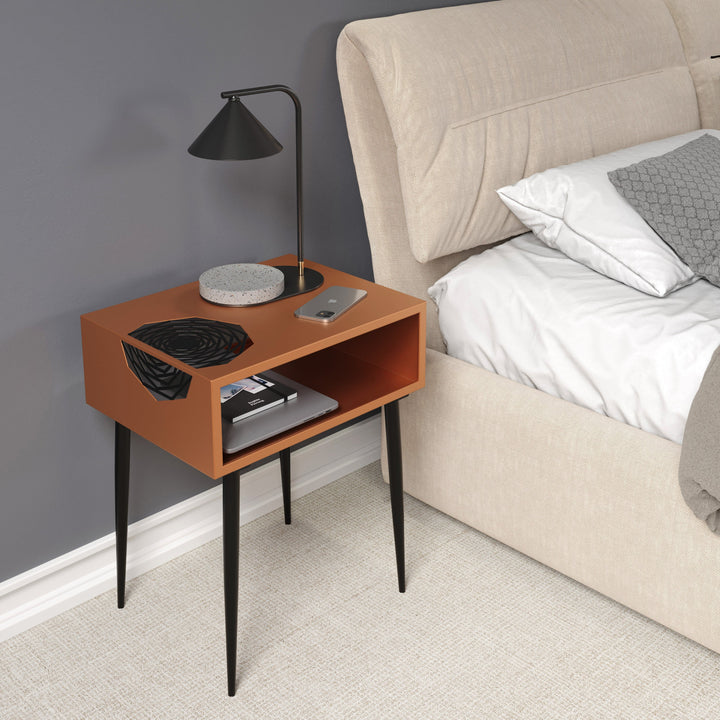 Options Galaxy Metal Bedside Table, Copper With Black Legs Copper Black (Self Assembly) (DHD)