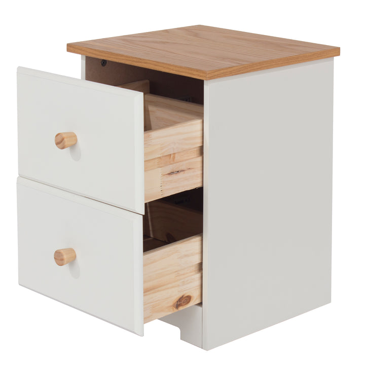 Colorado 2 Drawer Petite Bedside Cabinet Soft White Oak (DHD) Image 4