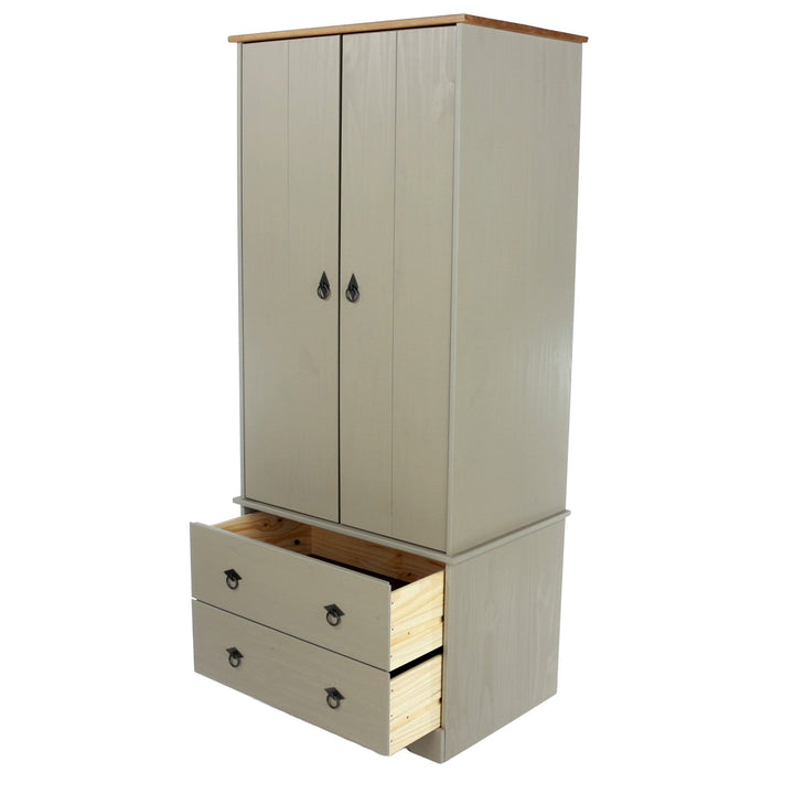 Corona Classic 2 Door, 2 Drawer Wardrobe Grey Antique (Self Assembly) (DHD)