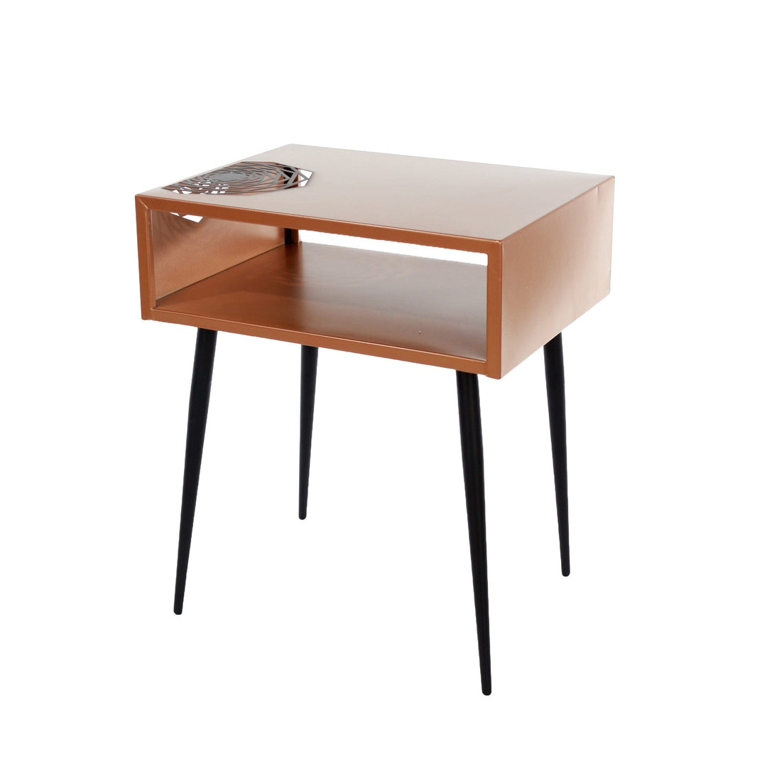Options Galaxy Metal Bedside Table, Copper With Black Legs Copper Black (Self Assembly) (DHD)
