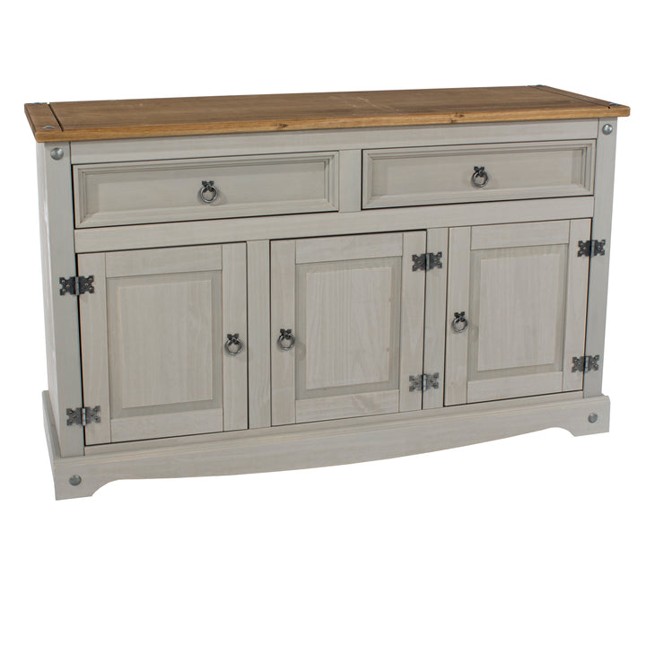 Corona Grey Medium Sideboard Grey Wax Antique Waxed Pine (DHD) Image 3