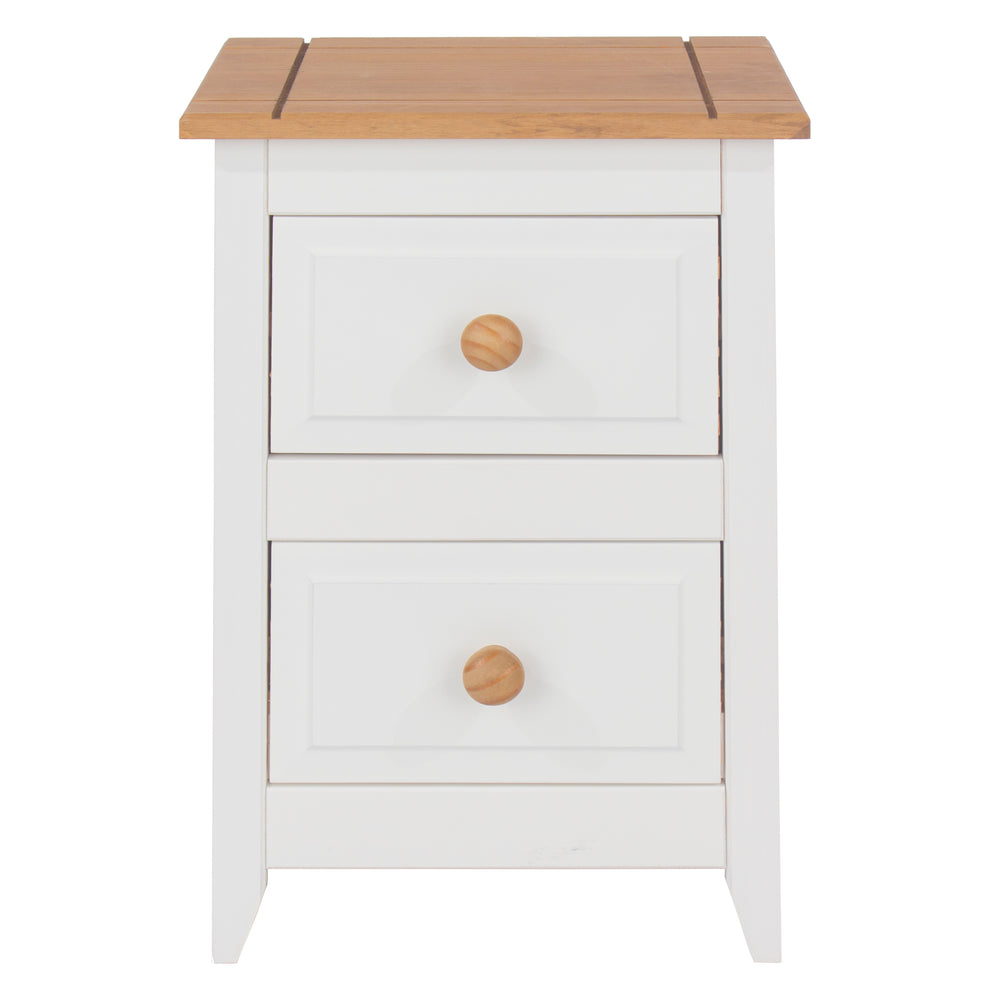 Capri 2 Drawer Petite Bedside Cabinet White Antique Waxed Pine (DHD) Image 2