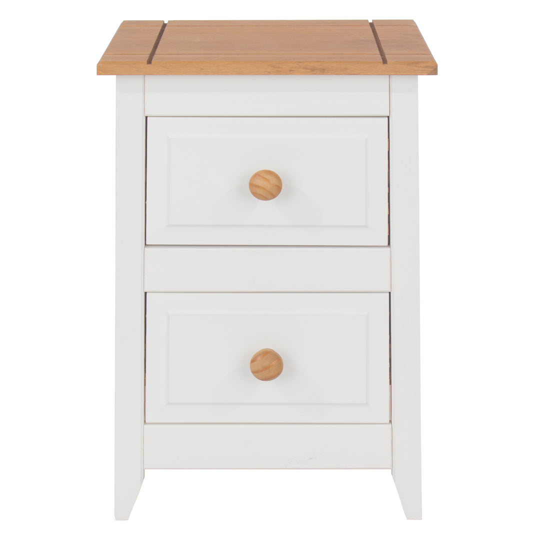 Capri 2 Drawer Petite Bedside Cabinet White Antique Waxed Pine (DHD) Image 2