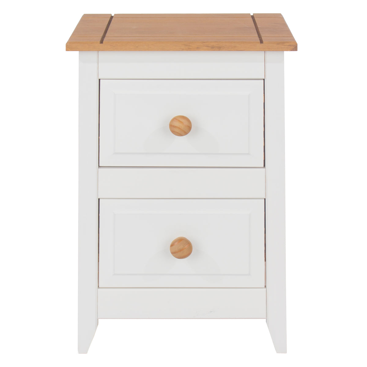 Capri 2 Drawer Petite Bedside Cabinet White Antique Waxed Pine (DHD) Image 2