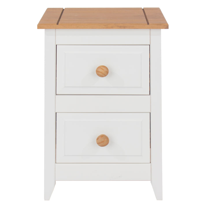 Capri 2 Drawer Petite Bedside Cabinet White Antique Waxed Pine (DHD) Image 2