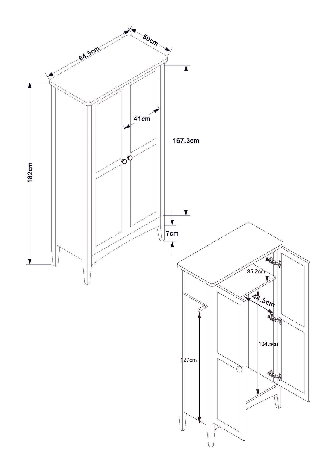 Como Grey 2 Door Wardrobe Grey  (DHD) Image 7