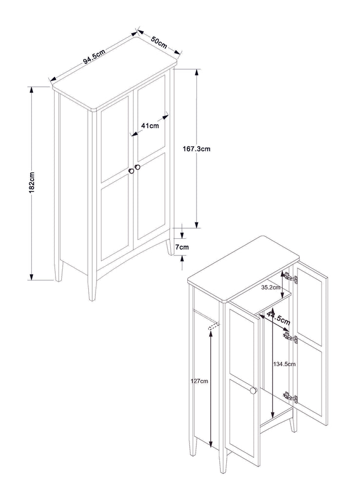 Como Grey 2 Door Wardrobe Grey  (DHD) Image 7