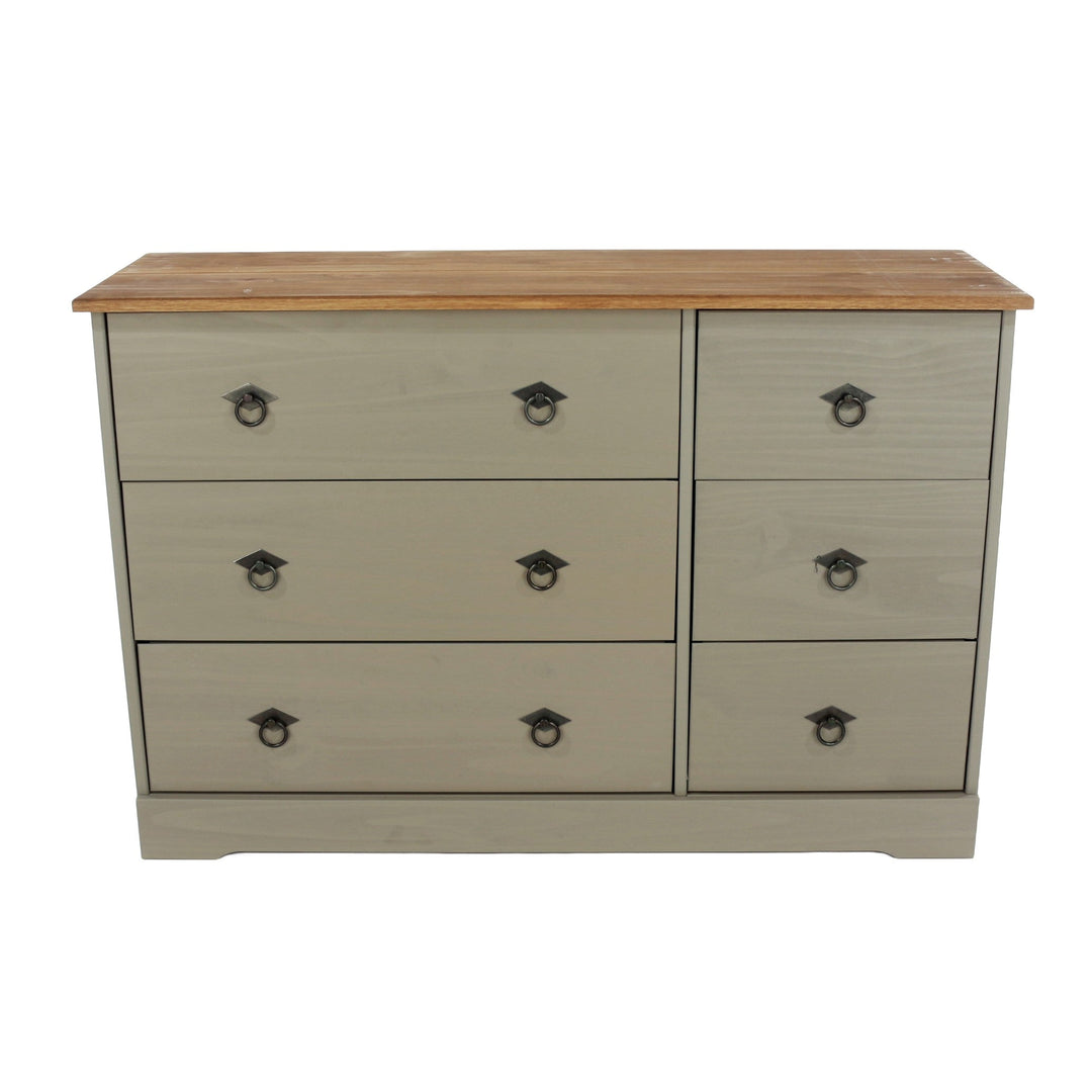 Corona Classic 3+3 Drawer Wide Chest Of Drawers Grey Antique (Self Assembly) (DHD)