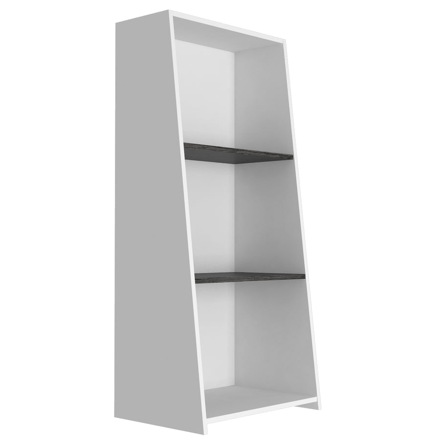 Dallas Low Bookcase With 3 Shelves White Carbon Grey Oak (DHD) Image 1