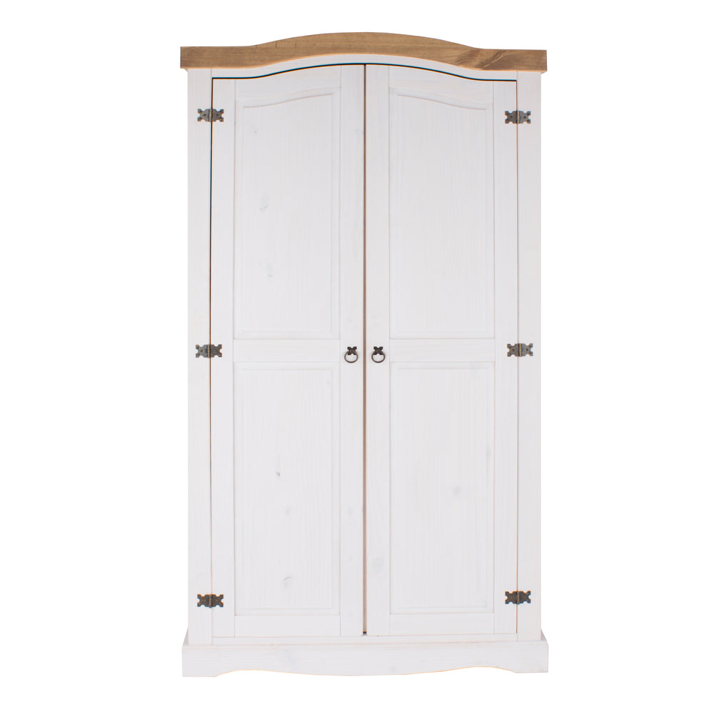 Corona White 2 Door Wardrobe  White Wax Antique Waxed Pine (DHD) Image 2