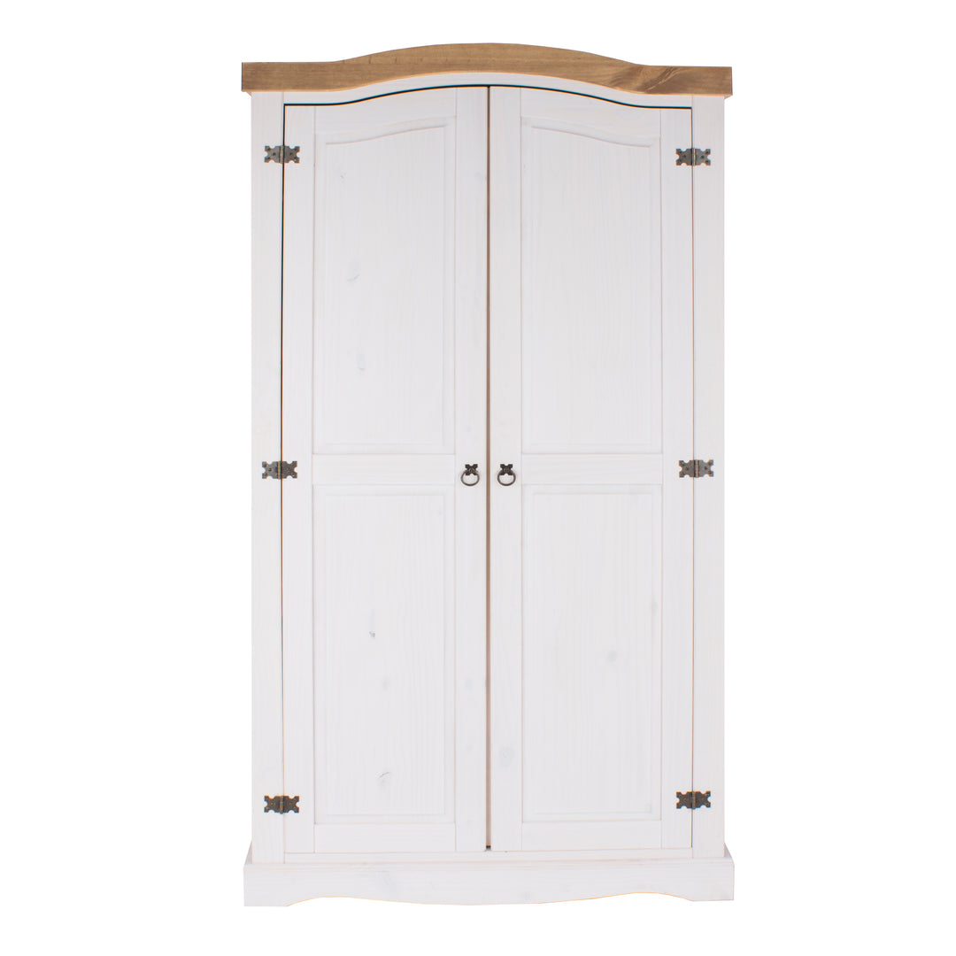 Corona White 2 Door Wardrobe  White Wax Antique Waxed Pine (DHD) Image 2