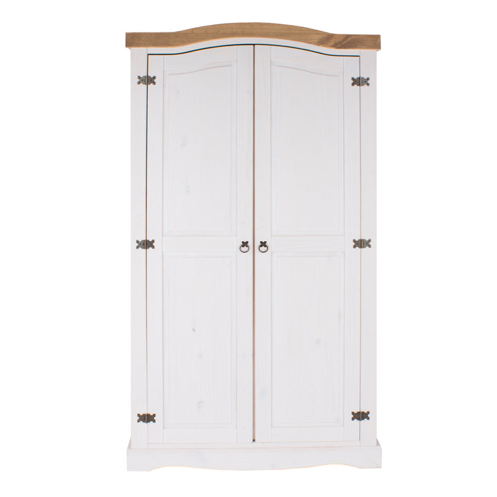 Corona White 2 Door Wardrobe  White Wax Antique Waxed Pine (DHD) Image 2