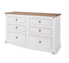 Corona White 3+3 Drawer Wide Chest  White Wax Antique Waxed Pine (DHD) Image 1