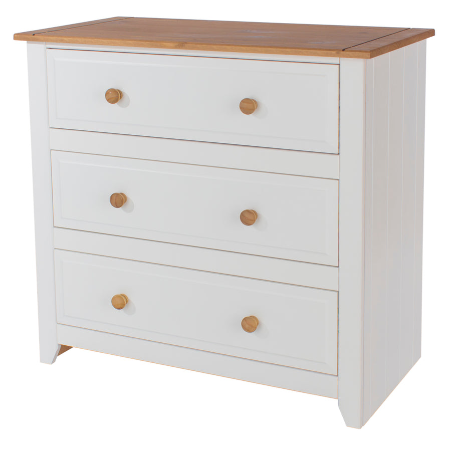 Capri 3 Drawer Chest White Antique Waxed Pine (DHD) Image 1