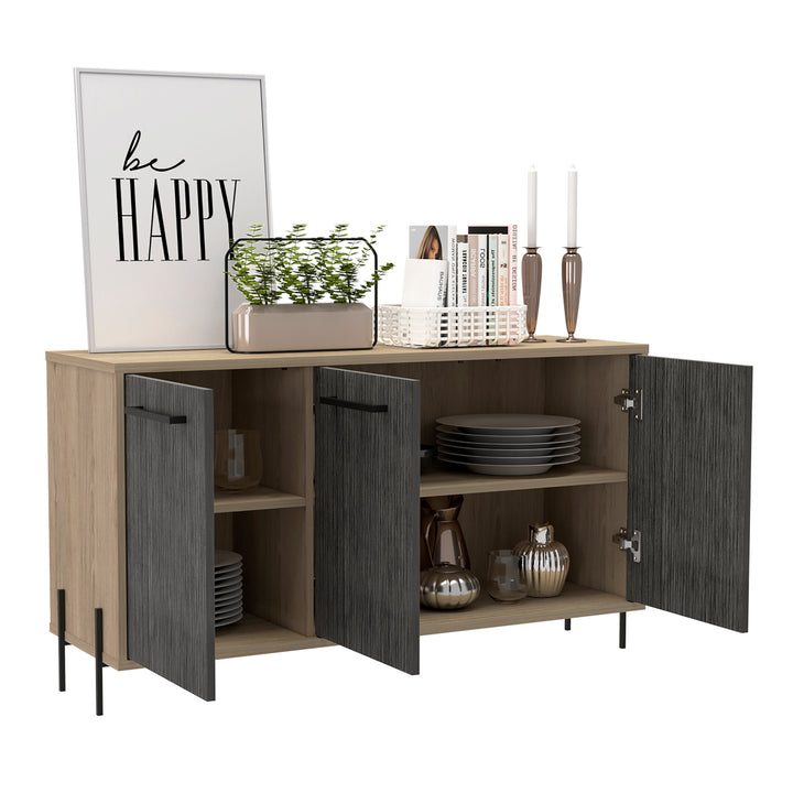 Harvard Medium Sideboard With 3 Doors  Washed Oak Carbon Grey Oak (DHD) Image 3