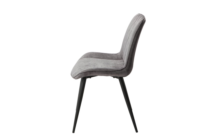 Aspen Diamond Stitch Grey Fabric Dining Chair, Black Tapered Legs (Pair) Grey Black (DHD) Image 3