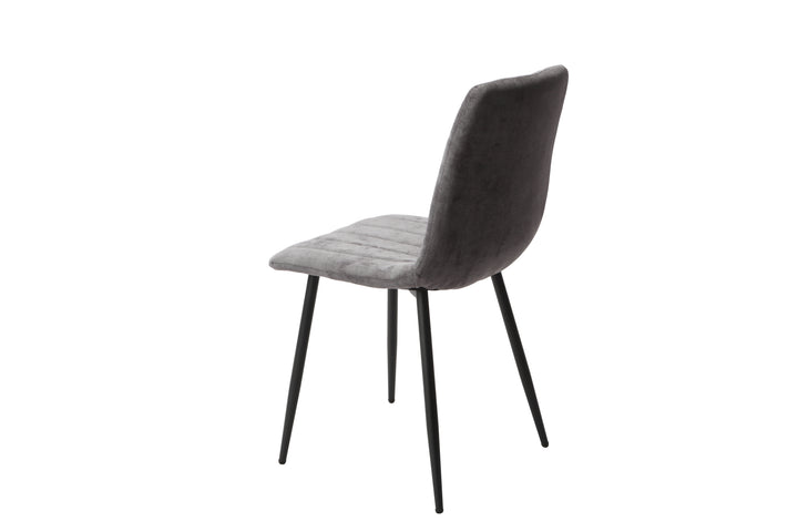 Aspen Straight Stitch Grey Dining Chair, Black Tapered Legs (Pair) Grey Black (DHD) Image 4