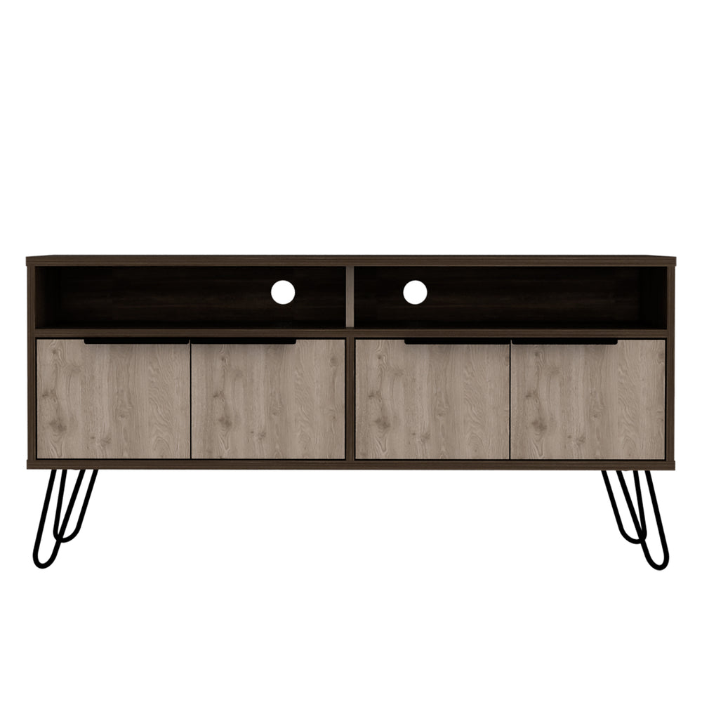 Nevada Wide Screen Tv Rack With 4 Doors Smoked Oak Bleached Grey Oak (DHD) Image 2