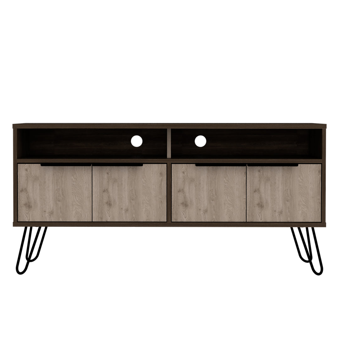 Nevada Wide Screen Tv Rack With 4 Doors Smoked Oak Bleached Grey Oak (DHD) Image 2