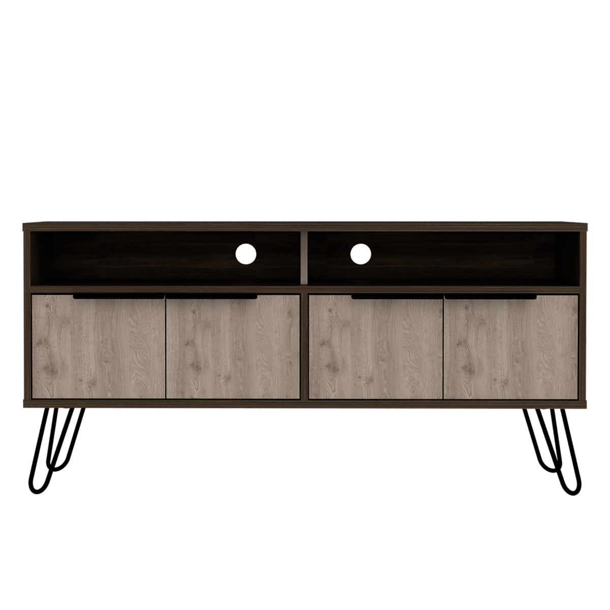 Nevada Wide Screen Tv Rack With 4 Doors Smoked Oak Bleached Grey Oak (DHD) Image 2