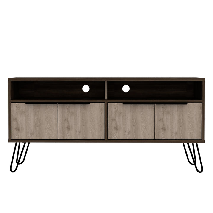 Nevada Wide Screen Tv Rack With 4 Doors Smoked Oak Bleached Grey Oak (DHD) Image 2