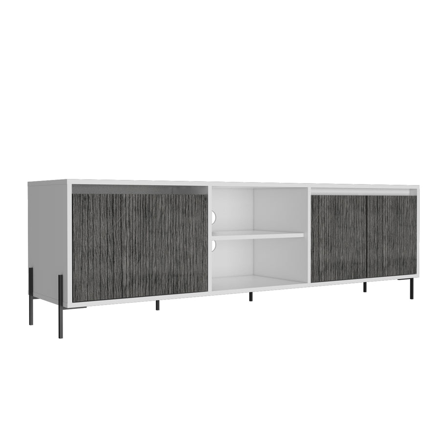 Dallas Ultra Wide Tv Rack With 4 Doors White Carbon Grey Oak (DHD) Image 1