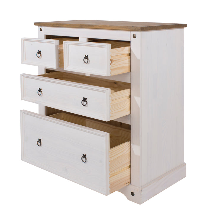 Corona White 2+2 Drawer Chest  White Wax Antique Waxed Pine (DHD) Image 4