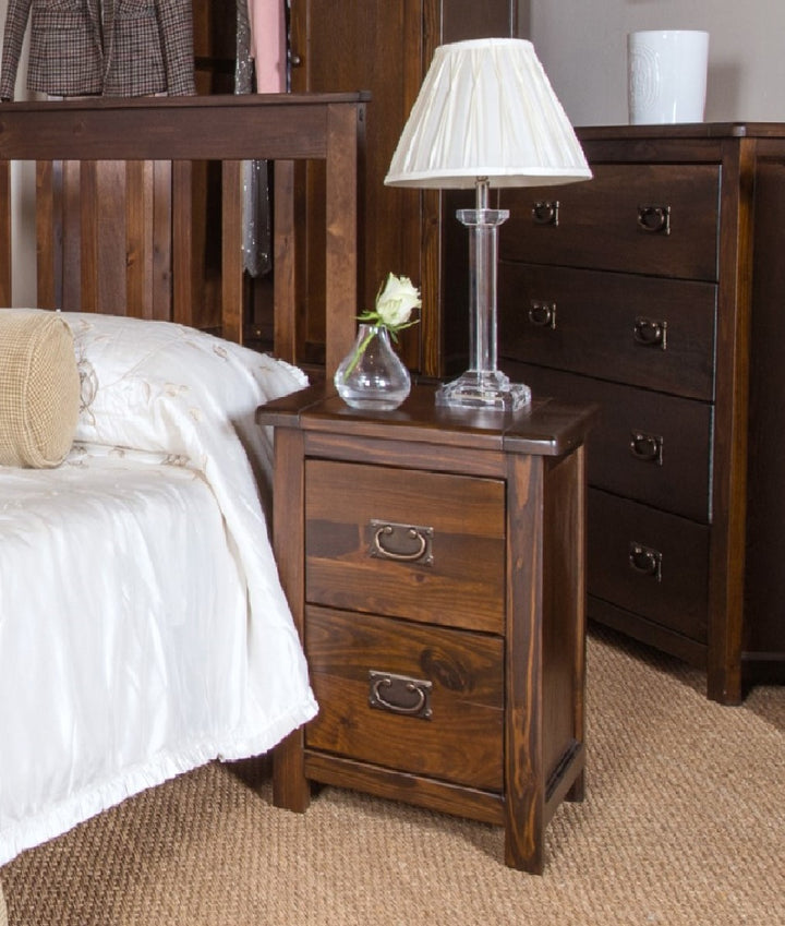 Boston 2 Drawer Petite Bedside Cabinet Dark Brown  (DHD) Image 5