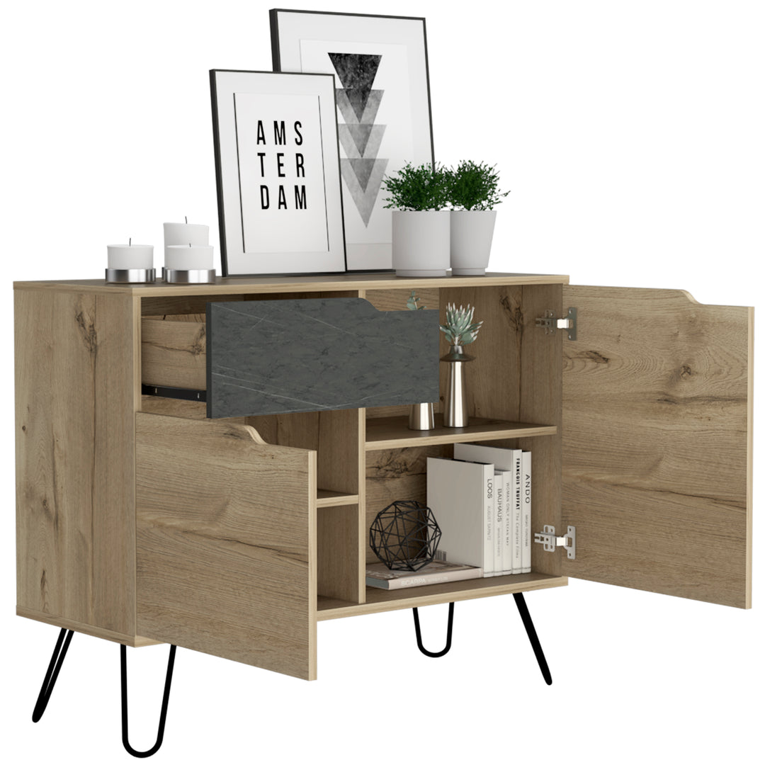 Manhattan Small Sideboard With 2 Doors & 1 Drawer  Bleached Pine Grey Stone (DHD) Image 3