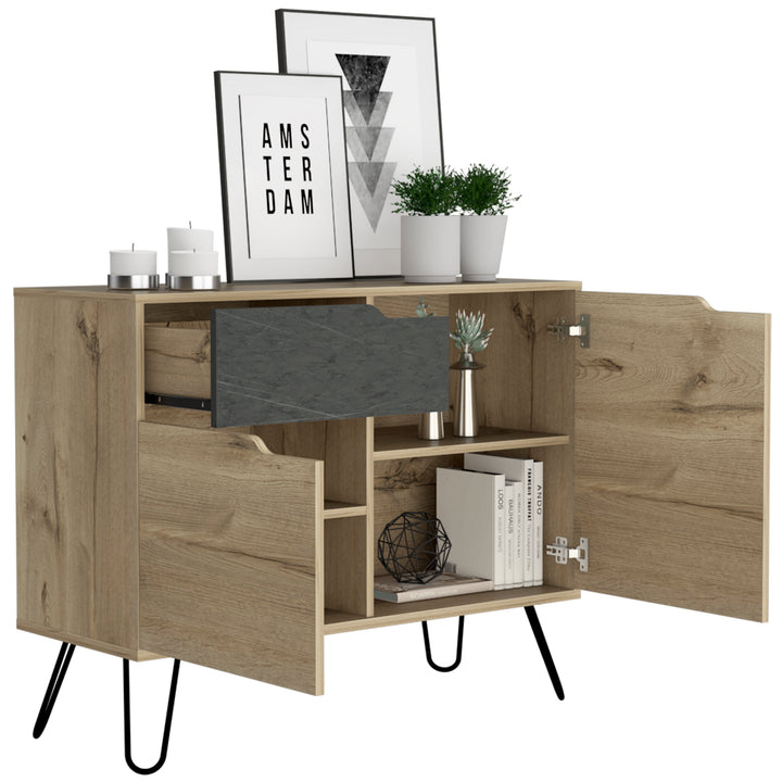 Manhattan Small Sideboard With 2 Doors & 1 Drawer  Bleached Pine Grey Stone (DHD) Image 3