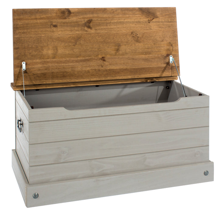 Corona Grey Storage Trunk Grey Wax Antique Waxed Pine (DHD) Image 4