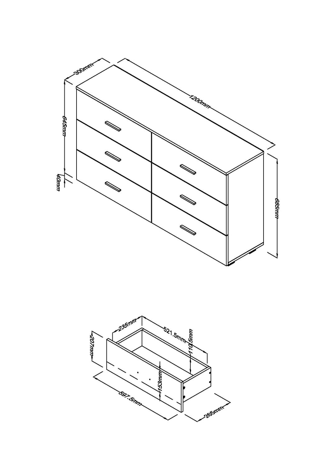 Lido 3+3 Chest Of Drawers White  (DHD) Image 4