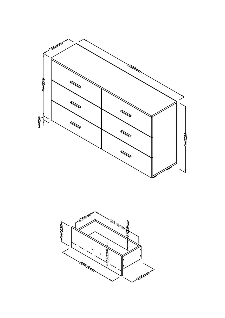 Lido 3+3 Chest Of Drawers White  (DHD) Image 4