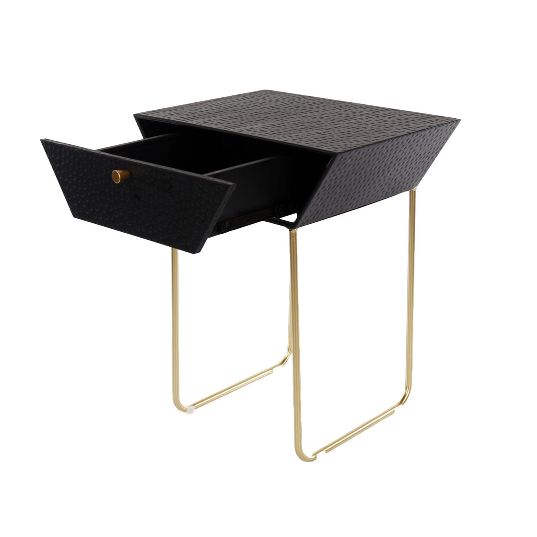 Options Apollo Metal 1 Drawer Bedside Cabinet, Black With Gold Handle And Legs Black Gold (Self Assembly) (DHD)