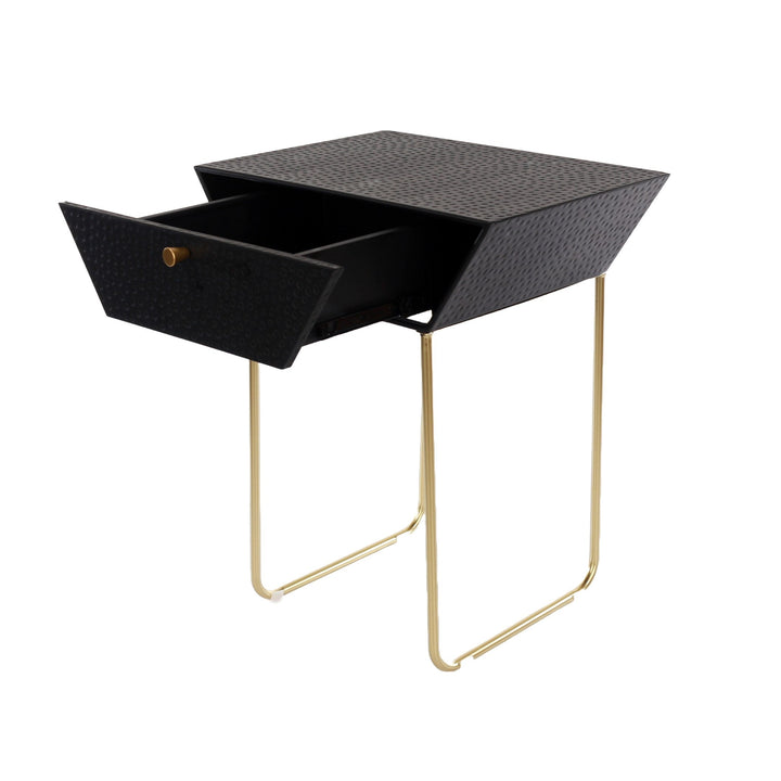 Options Apollo Metal 1 Drawer Bedside Cabinet, Black With Gold Handle And Legs Black Gold (Self Assembly) (DHD)