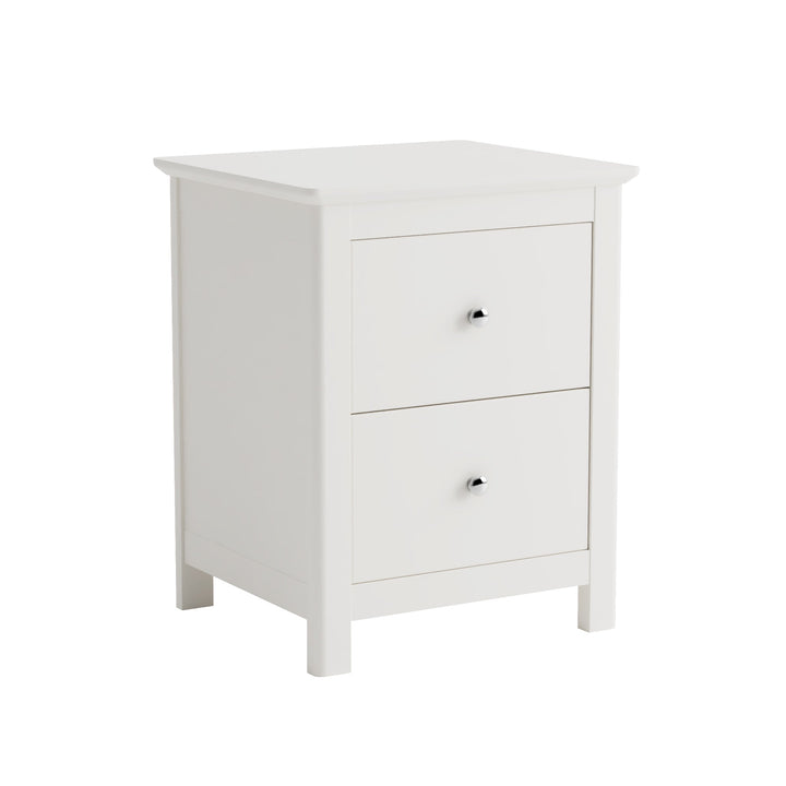Nairn White 2 Drawer Bedside Cabinet White  (Self Assembly) (DHD)