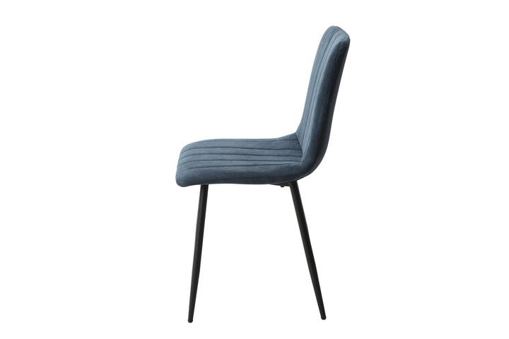 Aspen Straight Stitch Blue Cord Dining Chair, Black Tapered Legs (Pair) Blue Black (DHD) Image 3