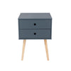 Options Blue Scandia, 2 Drawer & Wood Legs Bedside Cabinet  Blue Pine (DHD) Image 2