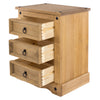 Corona 3 Drawer Bedside Cabinet  Antique Waxed Pine  (DHD) Image 4