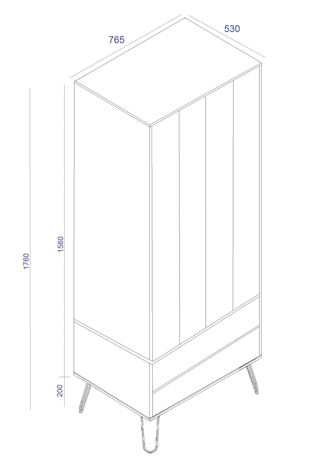 Augusta Grey 2 Door, 2 Drawer Wardrobe Grey   (DHD) Image 8