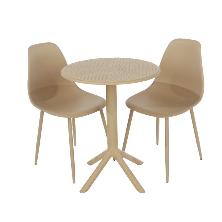 Rimini 3 Piece Cala Bistro Table & 2 Chair Set Outdoor Grade, Sand Sand  (Self Assembly) (DHD)
