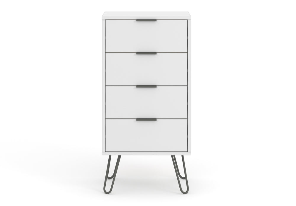 Augusta White 4 Drawer Narrow Chest Of Drawers White    (DHD) Image 2
