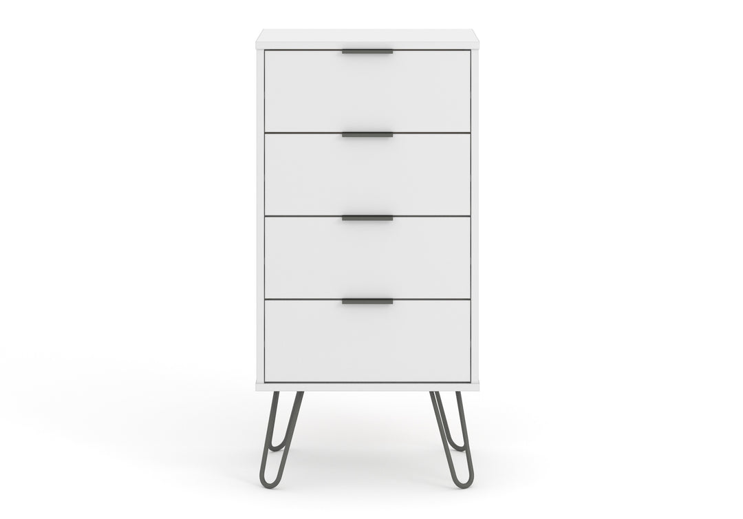 Augusta White 4 Drawer Narrow Chest Of Drawers White    (DHD) Image 2