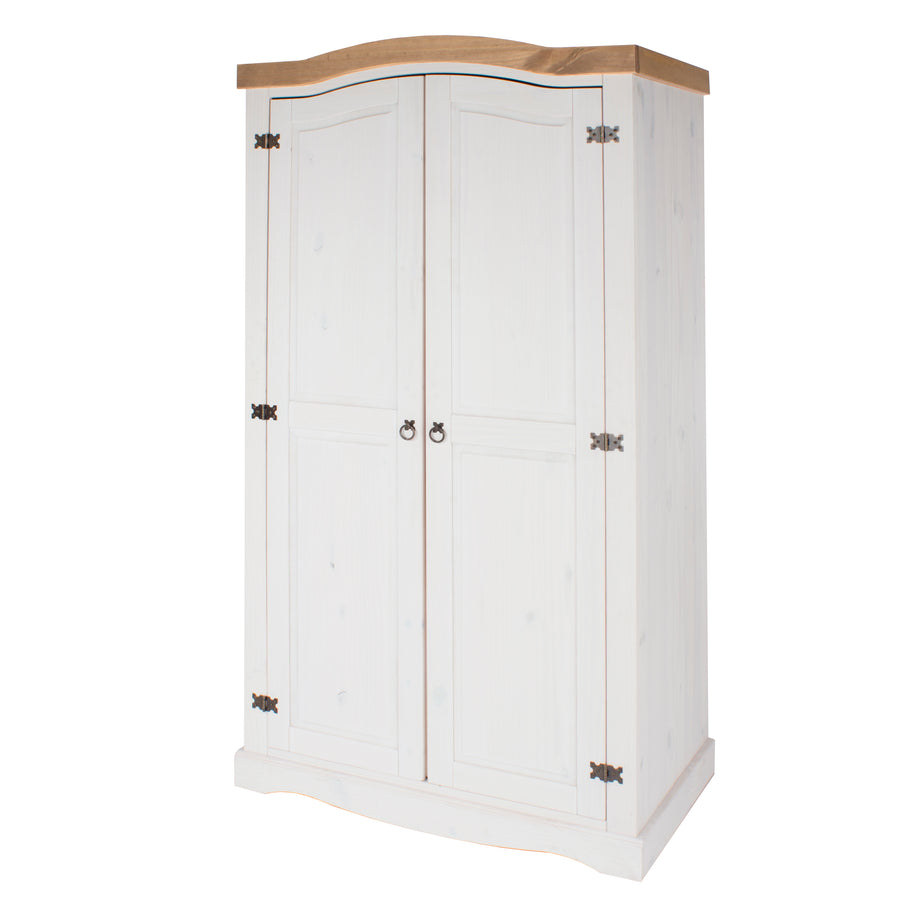 Corona White 2 Door Wardrobe  White Wax Antique Waxed Pine (DHD) Image 1