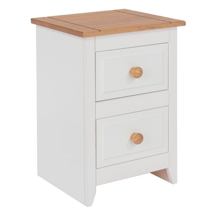 Capri 2 Drawer Petite Bedside Cabinet White Antique Waxed Pine (DHD) Image 3